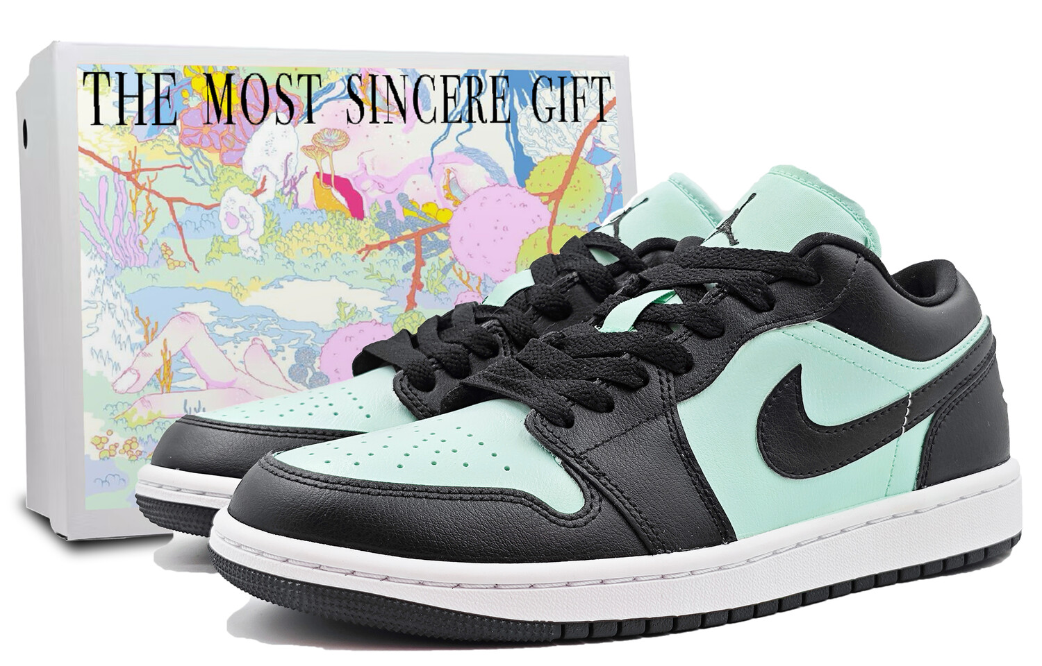 

Кроссовки Air Jordan 1 Vintage Basketball Shoes Women's Low-top Black/cyan, голубой, Синий, Кроссовки Air Jordan 1 Vintage Basketball Shoes Women's Low-top Black/cyan, голубой