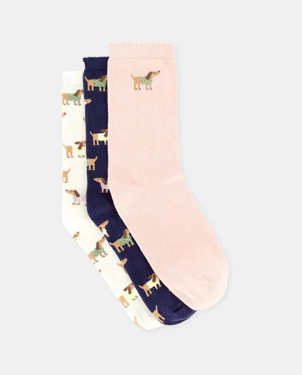 

Набор из 3 коротких носков с детским фантазийным принтом для девочки Cotton Juice, мультиколор