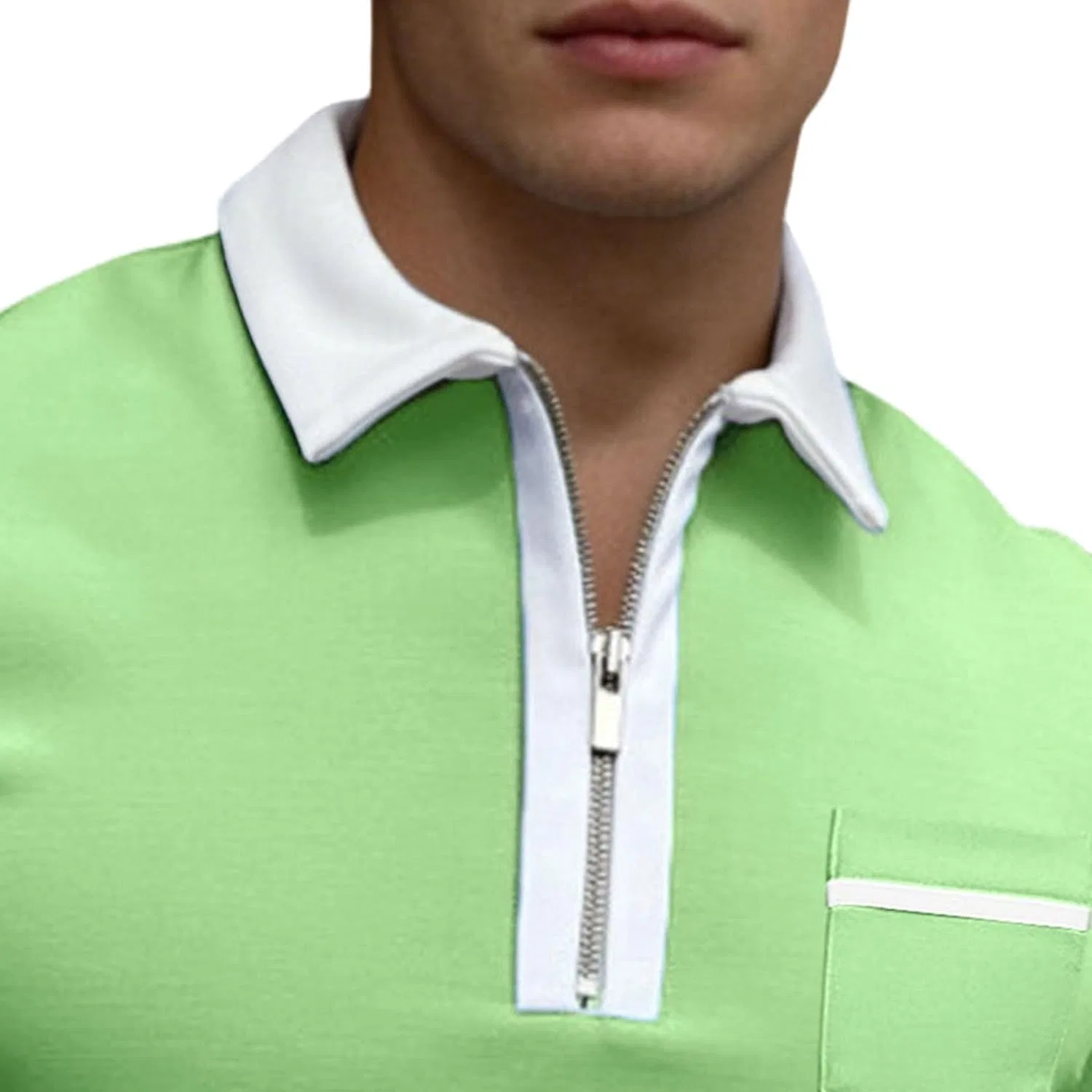Мужская polo с контрастным воротником, бренд Generic, зеленый — фото 3