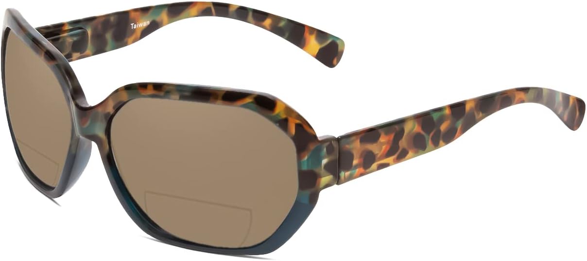 

Женские солнцезащитные очки для чтения Calabria 644SB увеличенного размера с шестиугольными бифокальными линзами, поляризованными линзами, защитой от УФ-излучения и жестким футляром, Green Polarized Brown