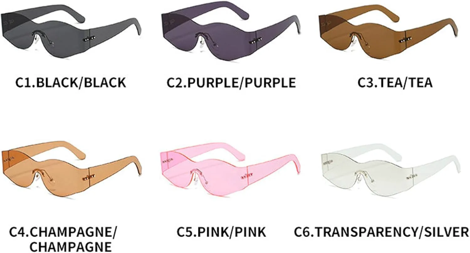 

Солнцезащитные очки Willochra One Piece овальной формы для женщин, роскошные панк-очки, защита от УФ-излучения UV400, унисекс, модные очки в стиле Y2K, F27, Black