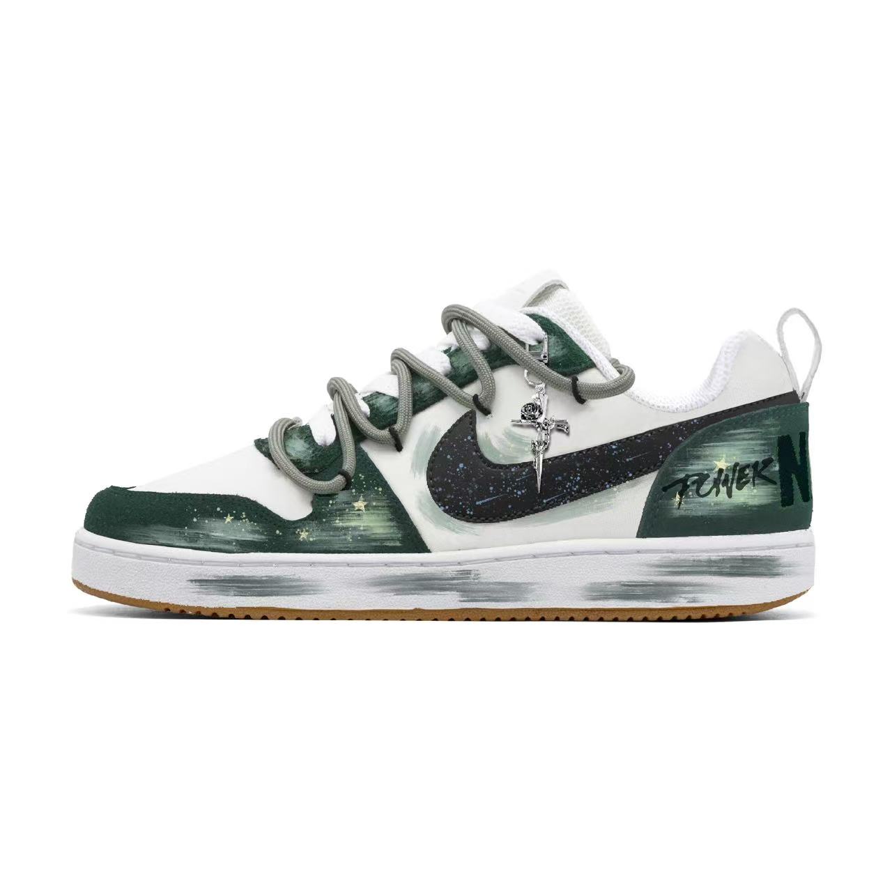 

Nike Кроссовки для скейтборда Court Borough Forest Knight с амортизацией, легкие, нескользящие, низкие, мужские, черные, белые, зеленые