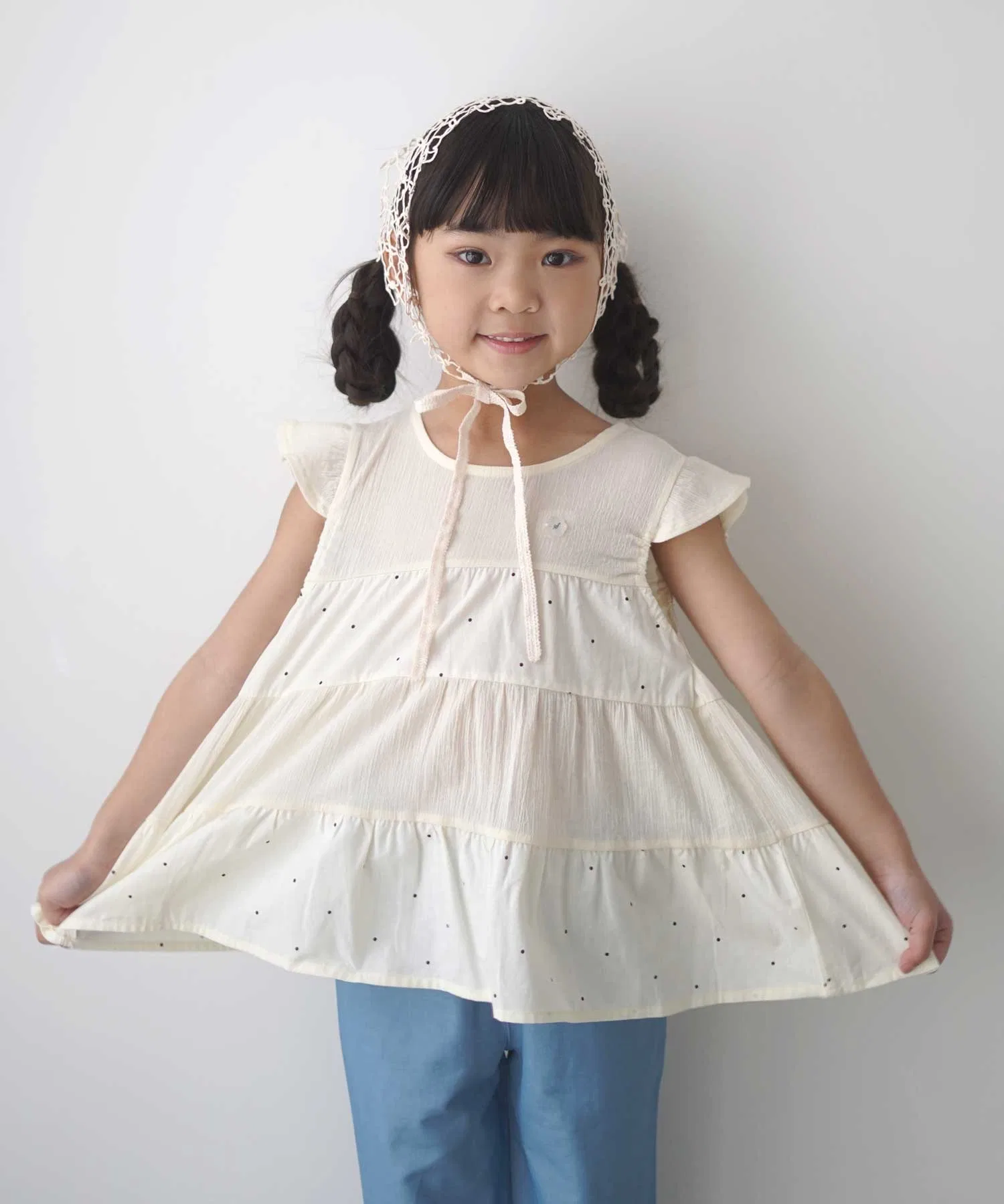 Детская футболка с оборками Si・Shu・Non белая
