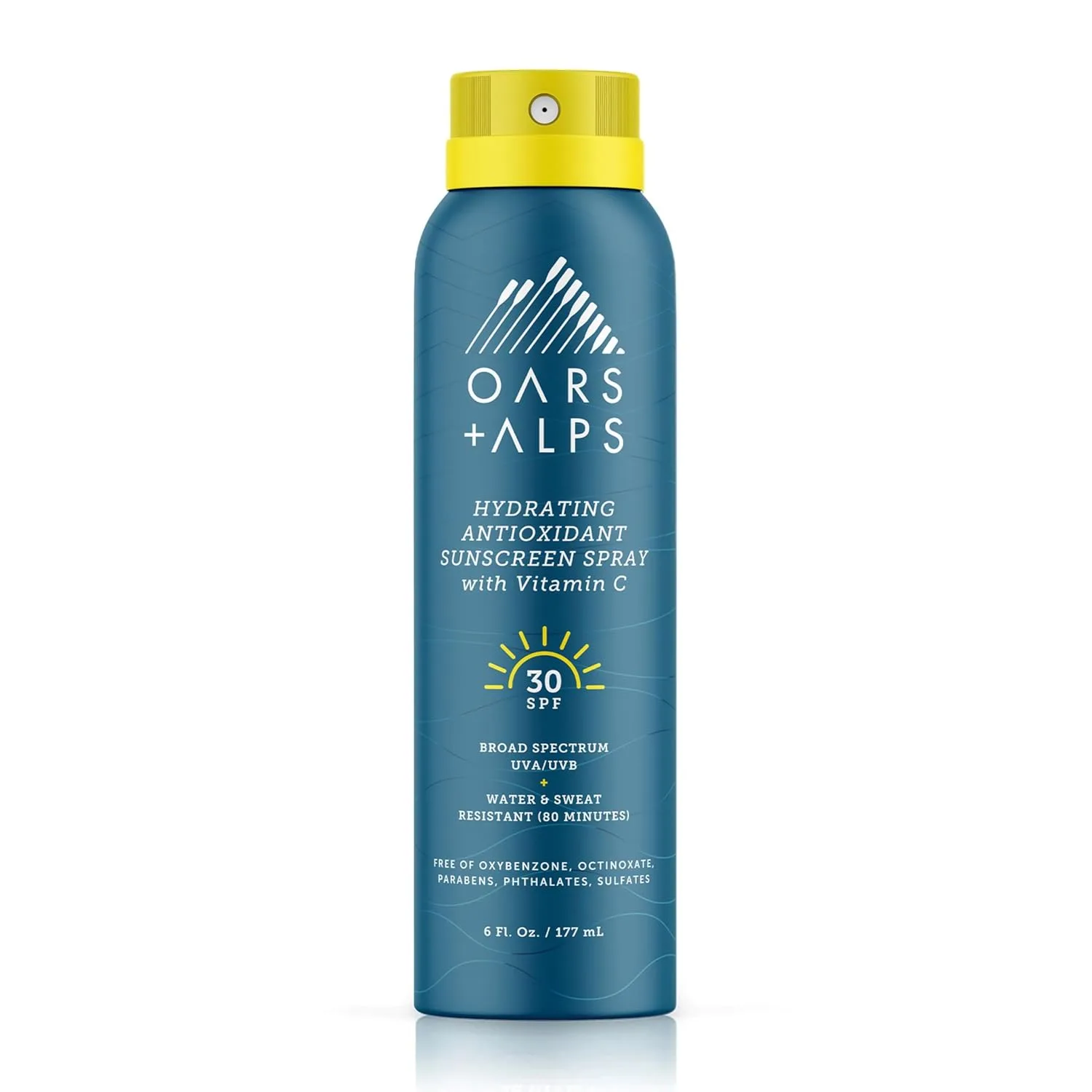 Oars + Alps солнцезащитный спрей для лица и тела SPF 30, широкий спектр, быстро впитывается, легкий, нежирный, без октиноксата и оксибензона, 177 мл, SPF 30
