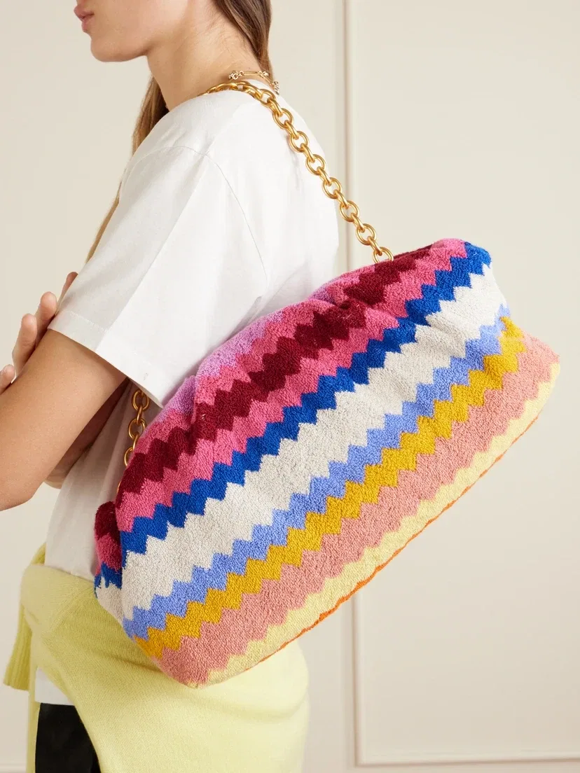 Большая полосатая махровая сумка Missoni, мультицвет — фото 2