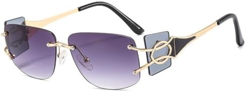 

Винтажные модные солнцезащитные очки без оправы с градиентным покрытием, защита от УФ-излучения UV400, летние дорожные солнцезащитные очки для женщин, серые, один размер MTZJH, One Color