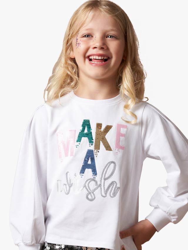 

Детская футболка с пайетками Wish Angel & Rocket, White