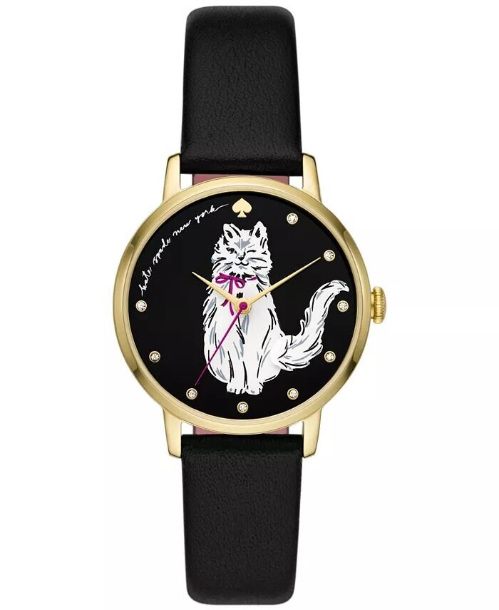 

Женские черные кожаные часы Metro, 34 мм kate spade new york
