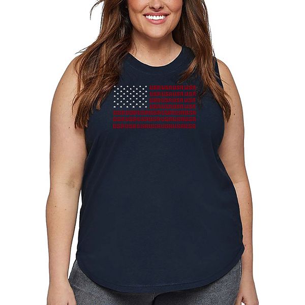 

Женский топ plus size с принтом в виде флага США La Pop Art, Navy