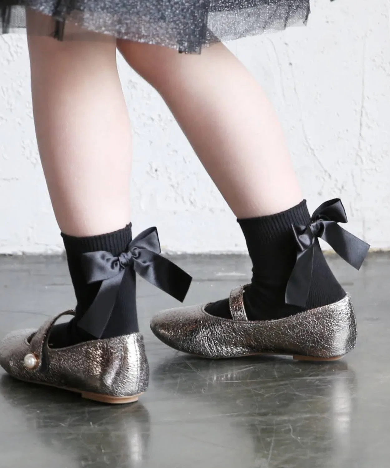 Гетры детские с бантом Rora Эмали, черные