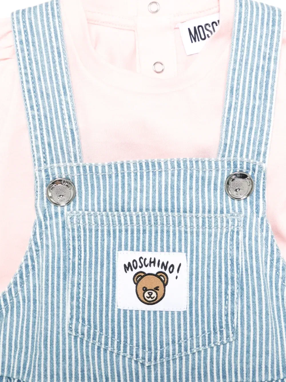 Комплект для новорожденного в полоску Moschino Kids, синий — фото 3
