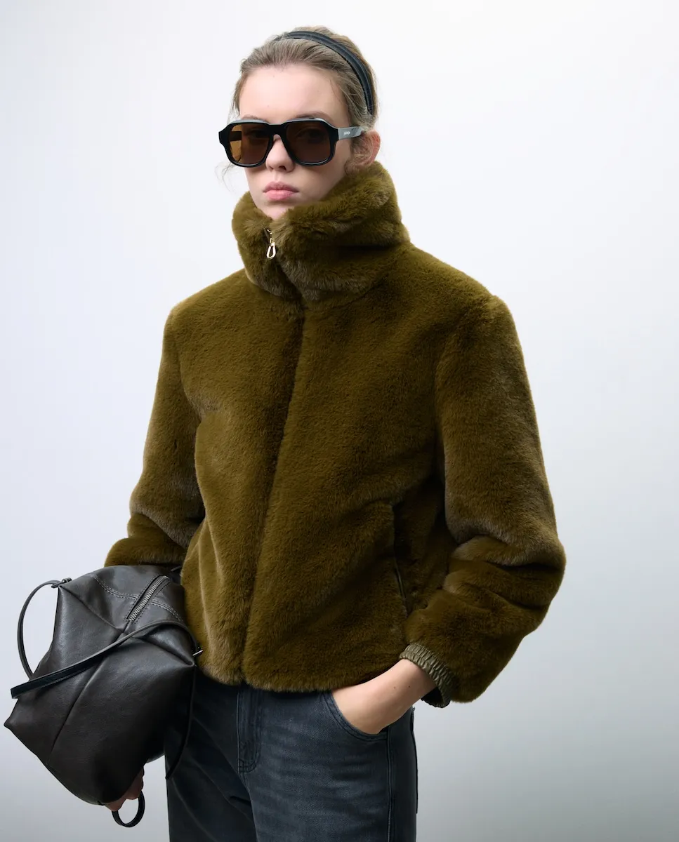 

Женская куртка с молнией и мехом Tintoretto, темно-зеленый