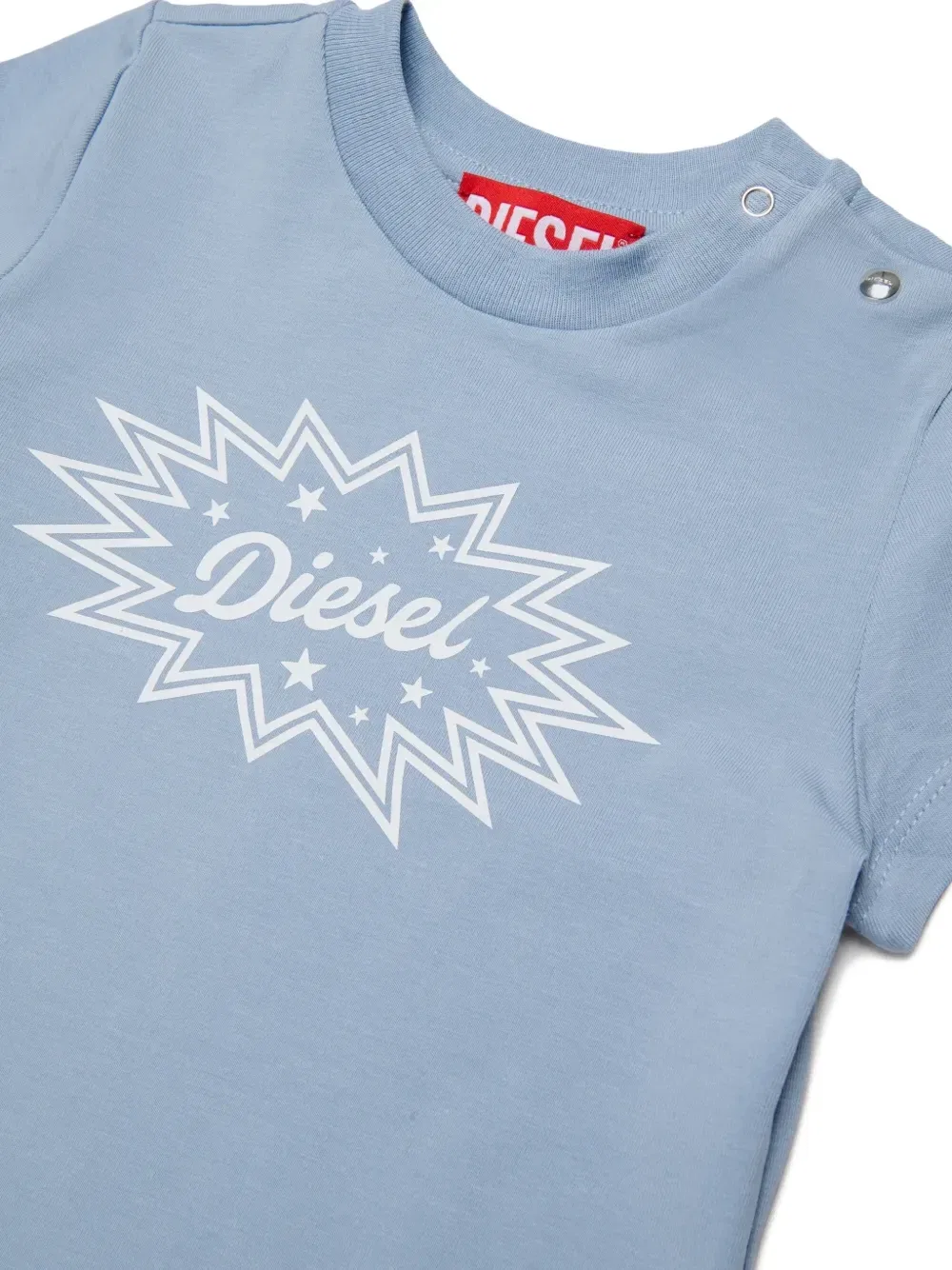 Футболка с логотипом и пуговицами на плечах Diesel Kids, синий — фото 3