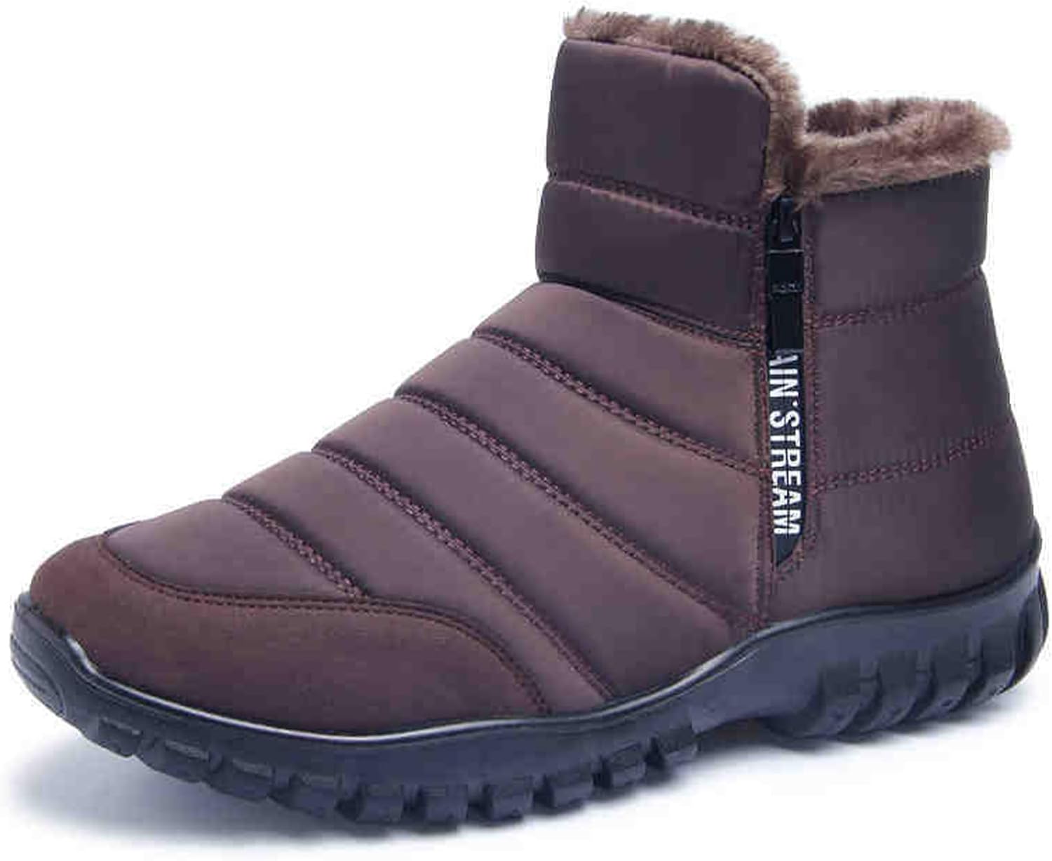 

Мужские теплые хлопковые ботинки на молнии DHAEY, снежные ботинки до щиколотки, зимние плюшевые ботинки на пуантах, легкая повседневная обувь, Brown