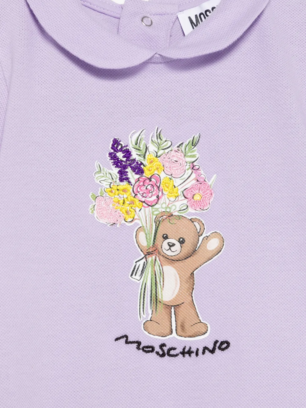 Комбинезон с принтом и воротником «питер пэн» Moschino Kids, фиолетовый — фото 3