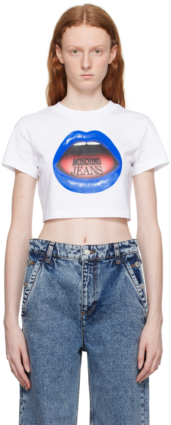 

Белая графическая футболка Moschino Jeans, Fantasy white