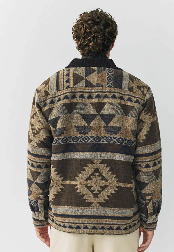 Куртка Regular fit borg lined navajo style light Next, коричневый — фото 3