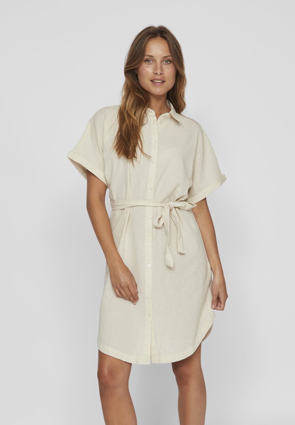 

Платье-рубашка на талии VINANNA DRESS VILA, бежевый