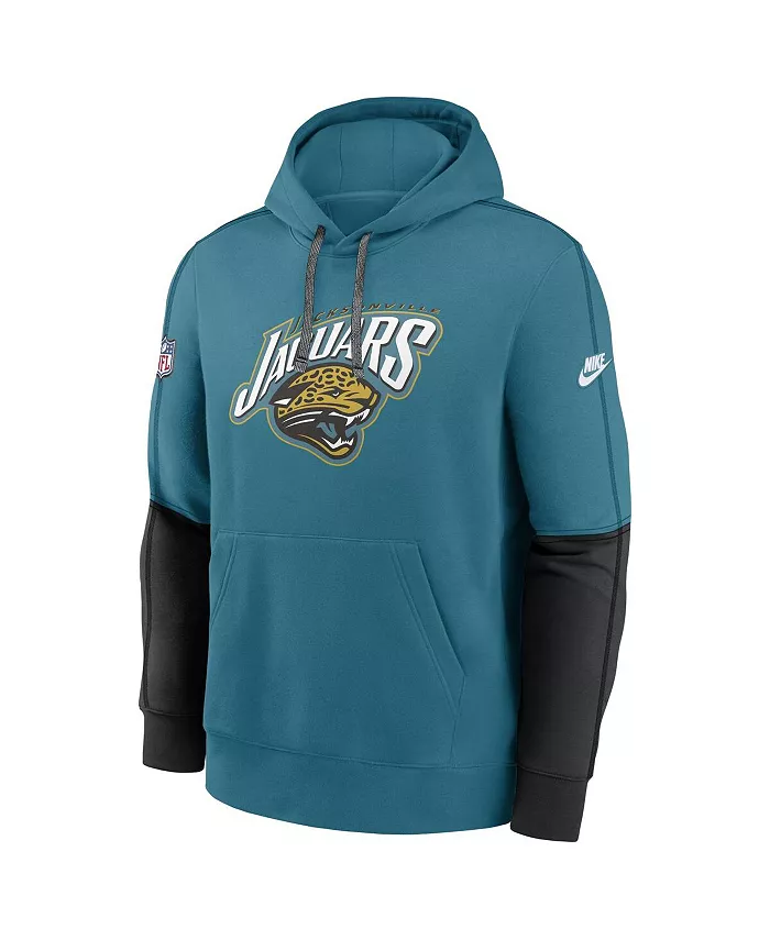 Мужская бирюзовая толстовка с капюшоном Jacksonville Jaguars в ретро-стиле с альтернативным логотипом команды Team Issue Club Pullover Hoodie Nike — фото 2