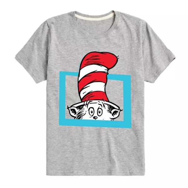 

Мальчики 8-20 лет футболка с принтом "Кот в шляпе" Dr Seuss кот в коробке Licensed Character, серый
