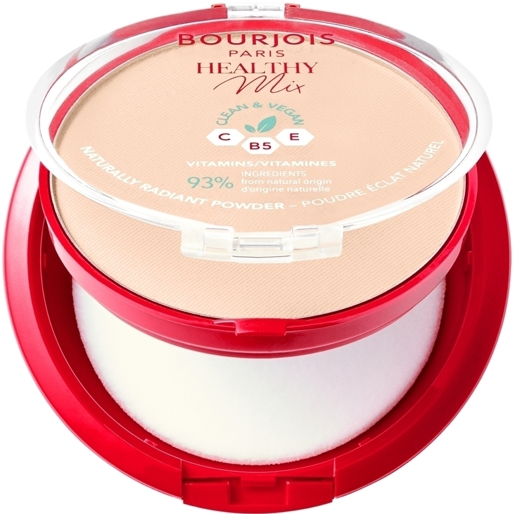 Матирующая пудра Healthy Mix придает коже сияние Bourjois, atspalvis 01 ivory 10 гр — фото 3