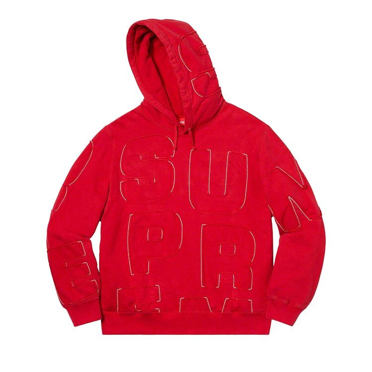 

Толстовка Supreme Cutout Letters Hooded Sweatshirt Red, красный
