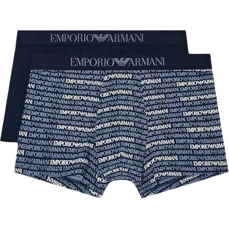 Боксеры из стрейч-джерси с логотипом Emporio Armani, темно-синие