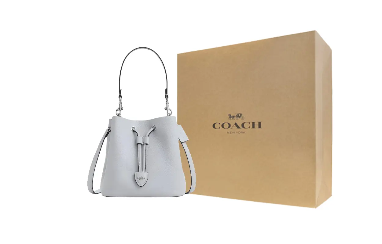 

Coach Женская сумка Rowan Double Sided Pebbled Leather One Shoulder Handbag Small, ледяного синего цвета, двусторонняя, из зернистой кожи