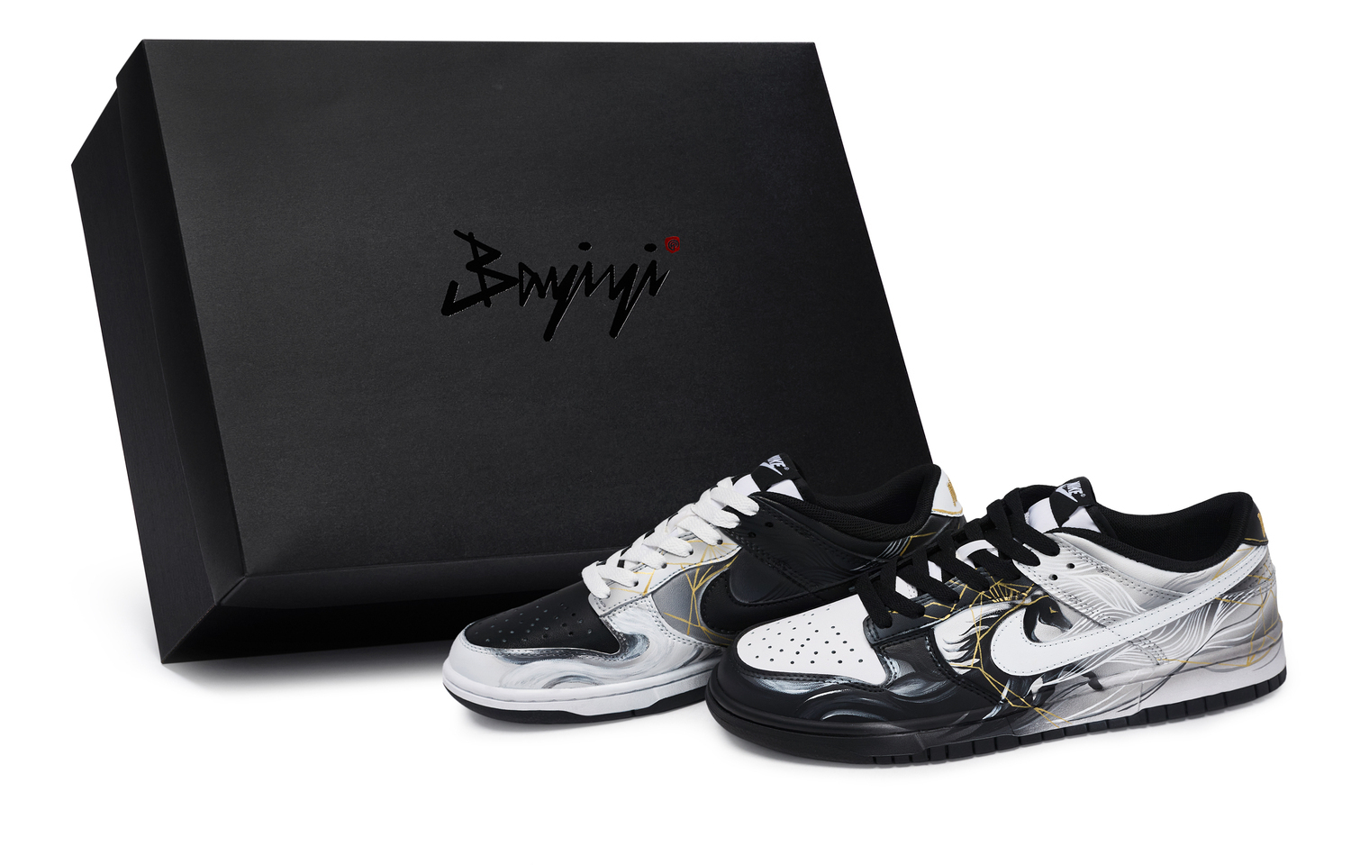 

Nike Dunk 811 Manufacturing, Jiying Xingkong, специальная коробка, низкие кроссовки для скейтбординга, мужские, черный, белый, золотой