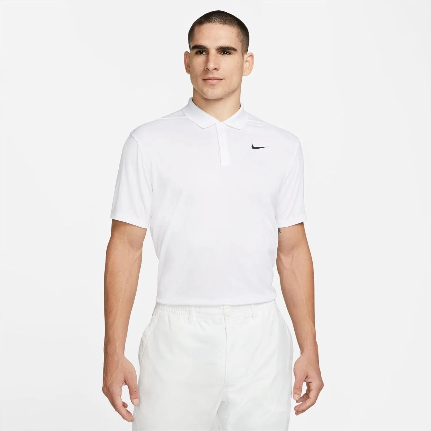 Мужская теннисная рубашка-поло Nike Court Dri-fit, белый/черный — фото 2