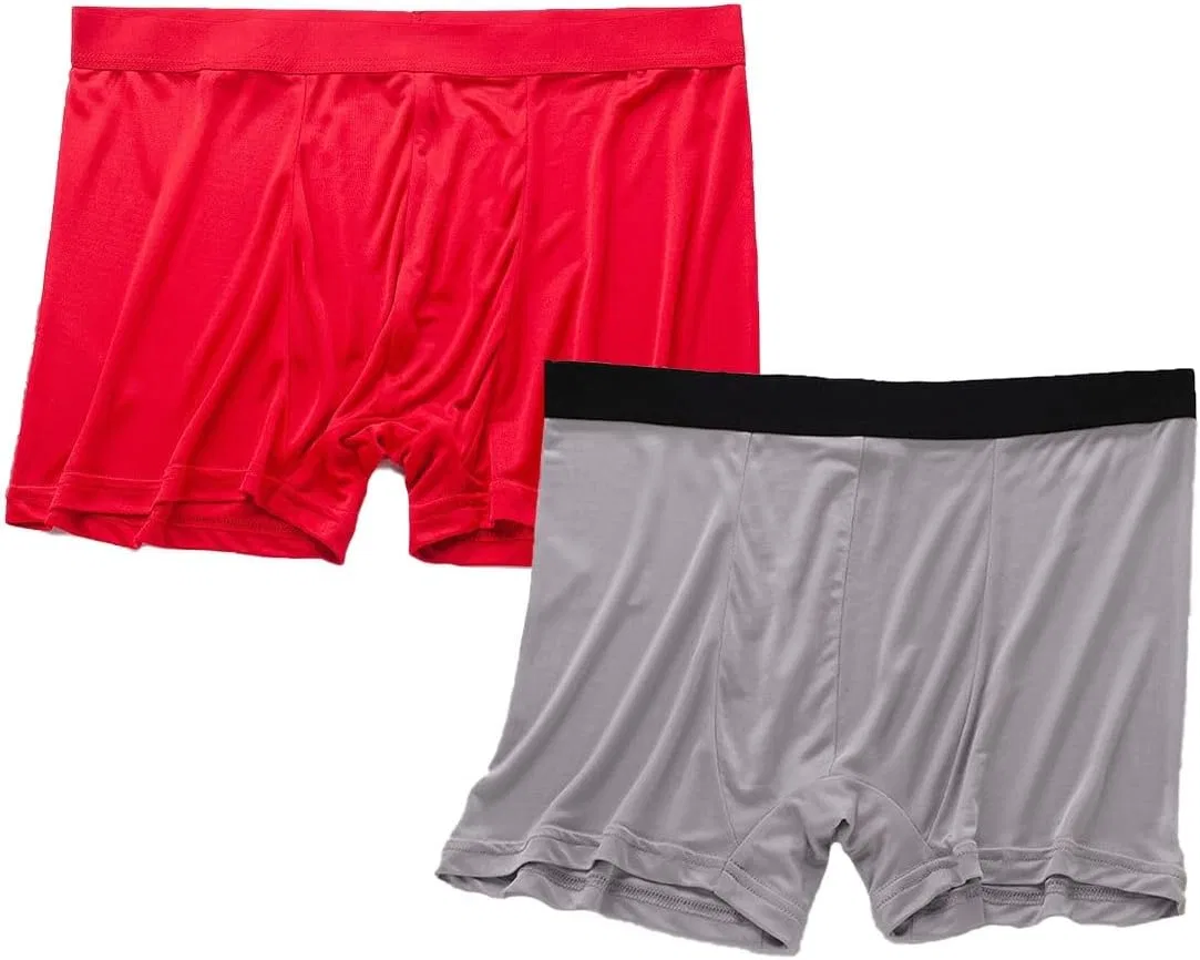 Боксеры шелковые Men's 100% Mulberry Silk Boxer Briefs Stretch Underwear Panties Mid Waist Shorts Thin Soft Breathable Daily Underpants, D
