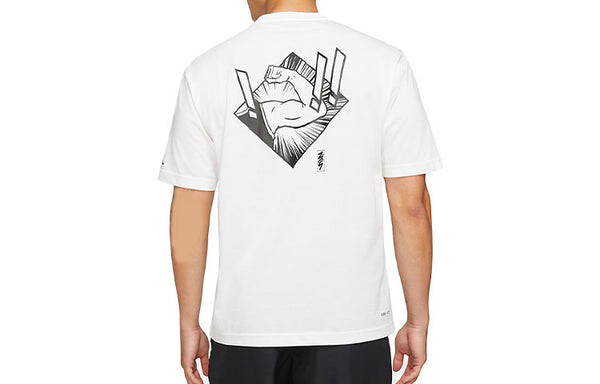 Футболка men's jordan dri-fit zion basketball printing sports knit round neck short sleeve white t-shirt Nike, белый — фото 2