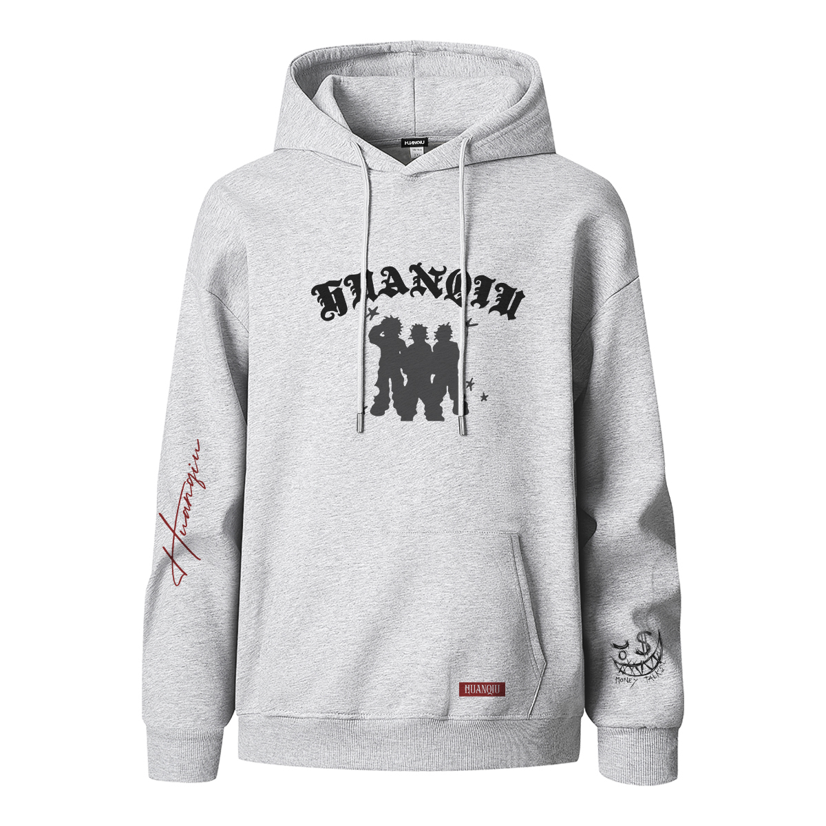 

Толстовка Unisex Hooded Moderate Heavyweight HUANQIU, белый heather серый