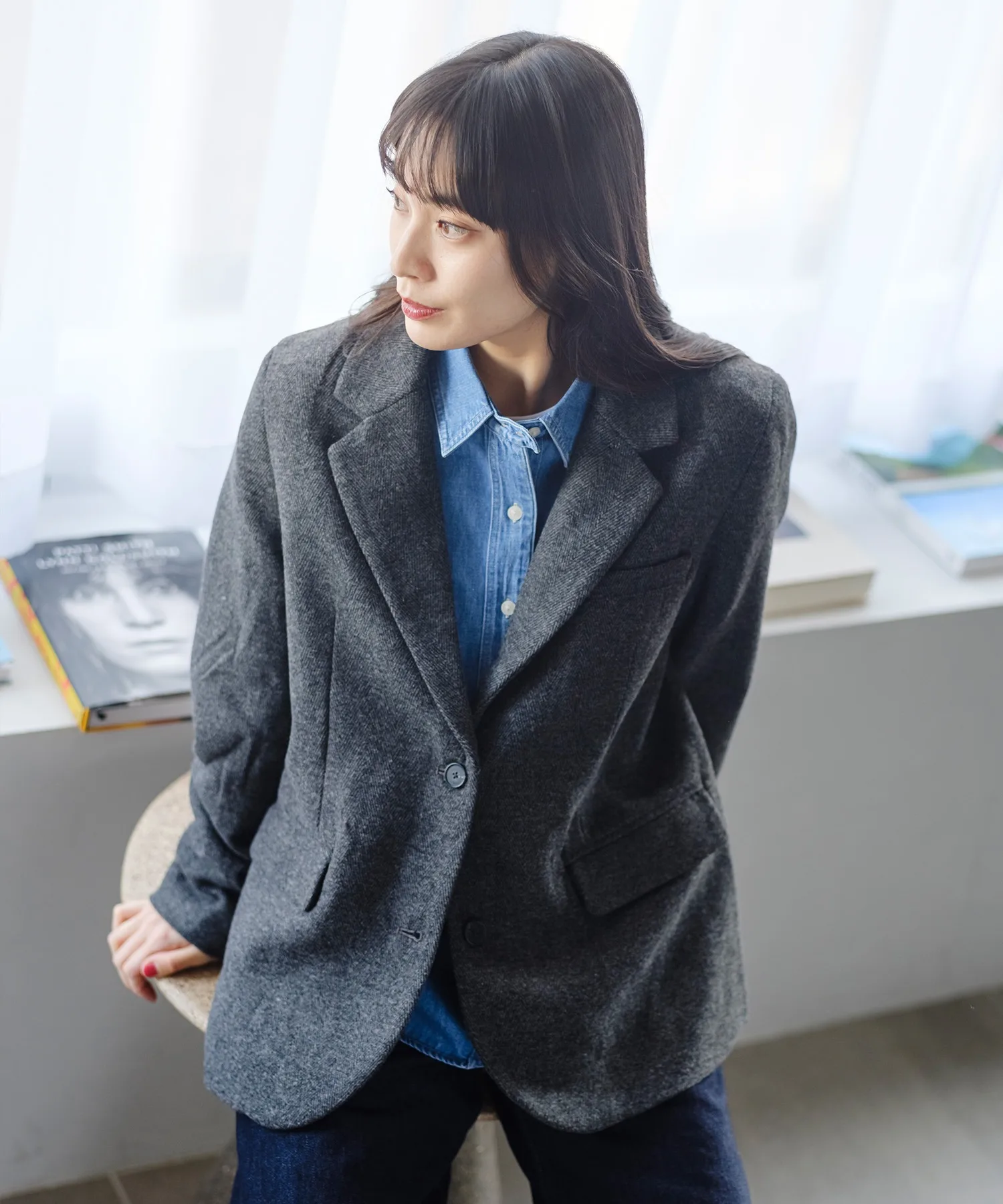 Женская куртка классического кроя из твида Levi's Tweed Jacket черная
