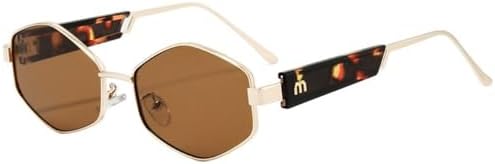 

Солнцезащитные очки неправильной формы 2027 года для женщин и мужчин в стиле ретро-панк с металлической оправой, солнцезащитные очки с защитой от УФ-излучения UV400 MTZJH, Gold Demi Tea