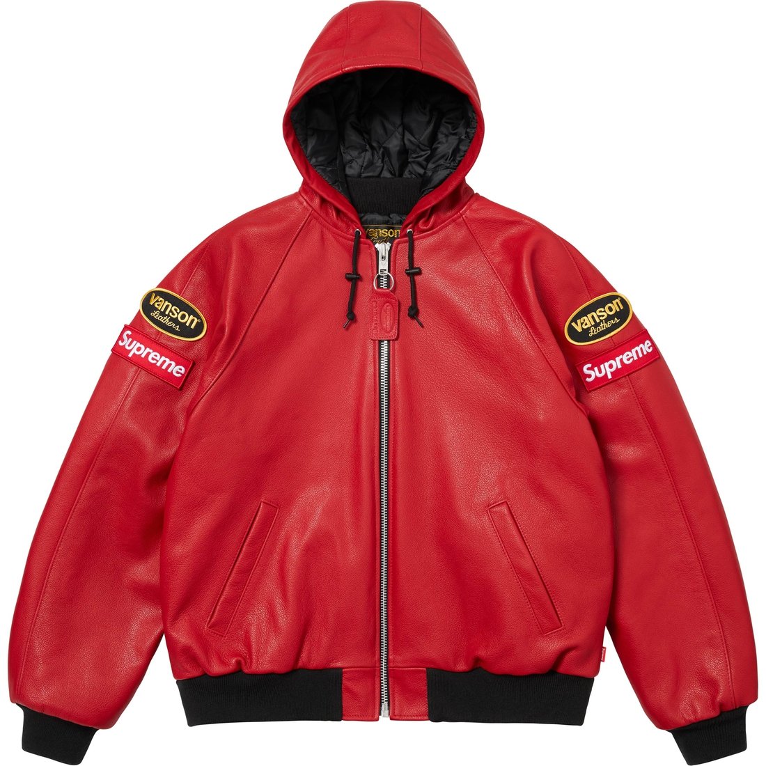 

Supreme Винтажная кожаная куртка с капюшоном, Red/Red