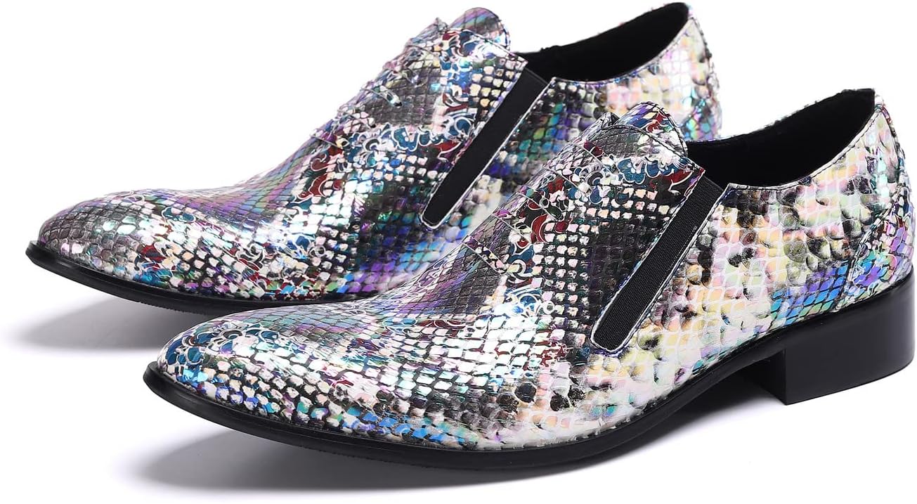 

Мужские лоферы Santimon Slip On - деловые и повседневные туфли из кожи с принтом под змею, удобные мокасины для вечеринки, диско, смокинга и свадьбы, пурпурный