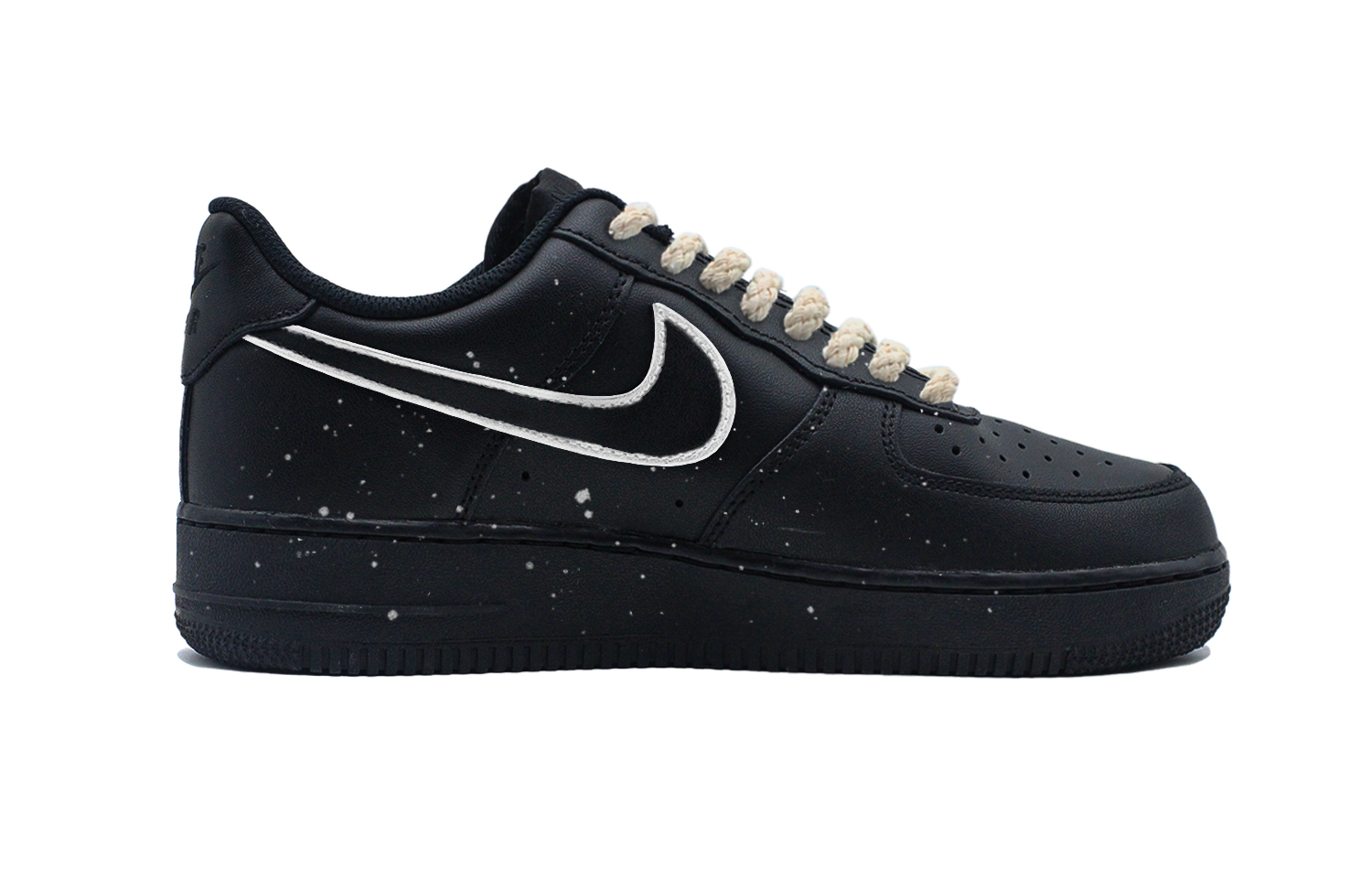 Air Force 1 Phantom Galaxy устойчивые к истиранию противоскользящие low top детские скейтбординг кроссовки unisex Nike, черный/белый — фото 4