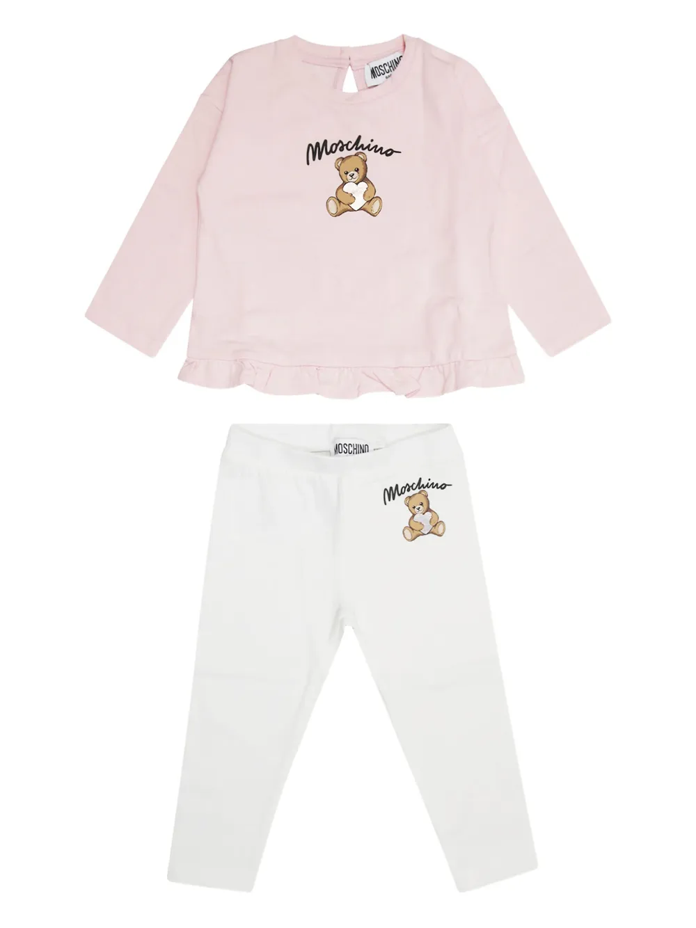

Комплект из топа и брюк с оборками Moschino Kids, белый