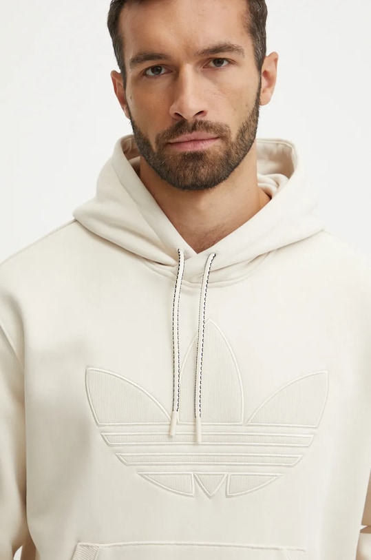 Толстовка с капюшоном худи Adidas Originals, бежевый — фото 4