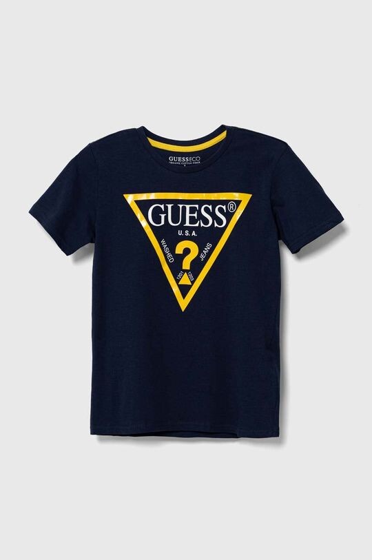 

Детская хлопковая футболка Guess, темно-синий