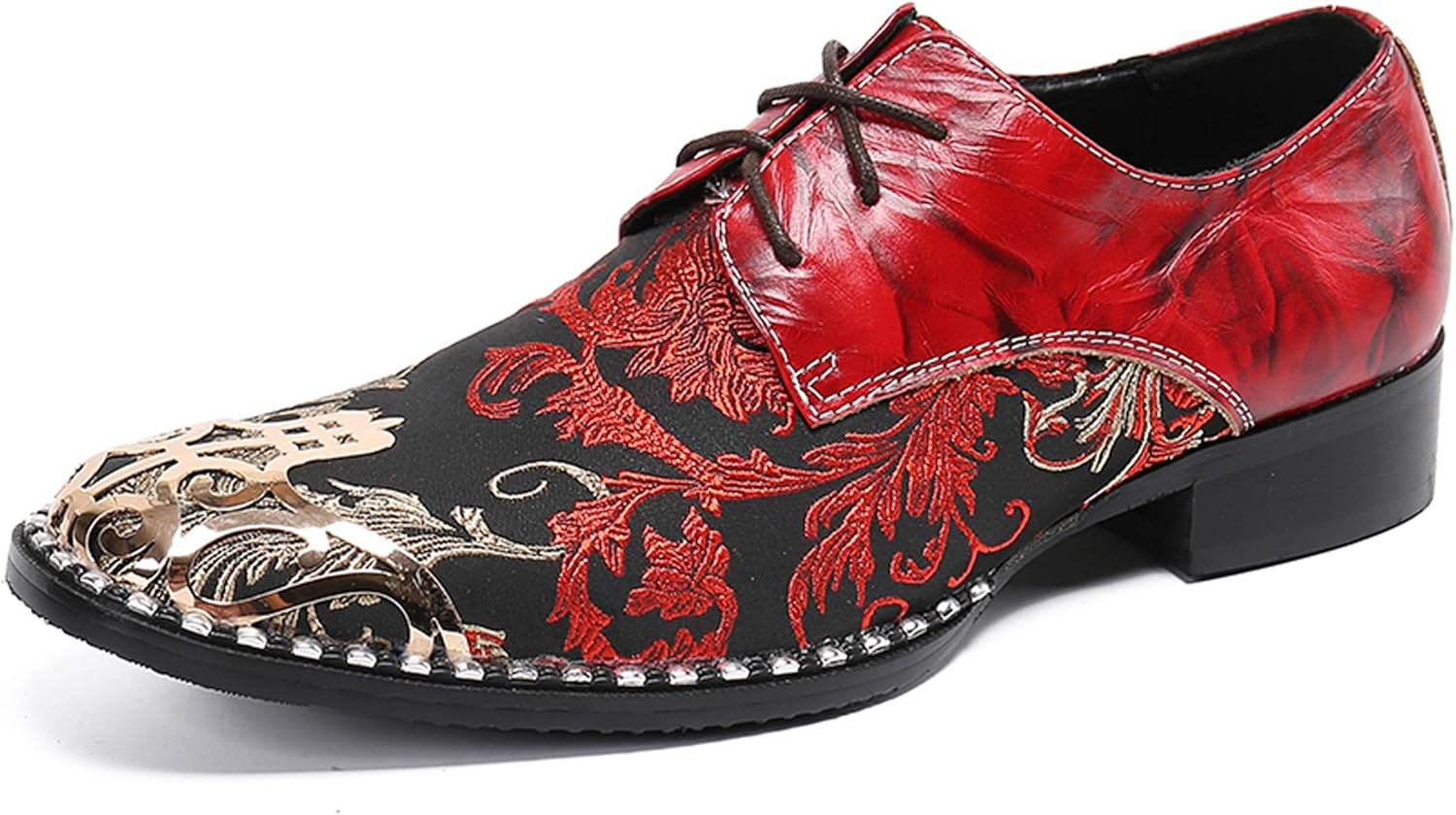 

Мужские кожаные классические туфли Santimon Mens Western с круглым носком, шнуровкой, модные повседневные туфли Оксфорд с металлическим наконечником, черный