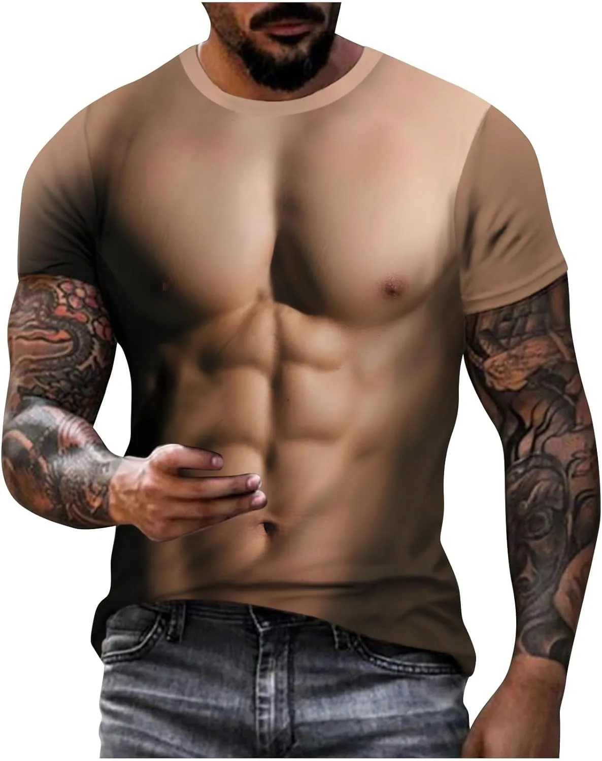 Футболка с 3D-принтом Fake Abs для мужчин