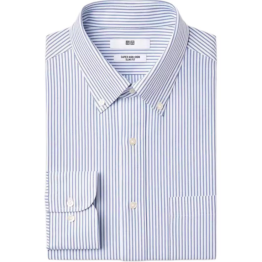 

UNIQLO Рубашка мужская синяя Moderate