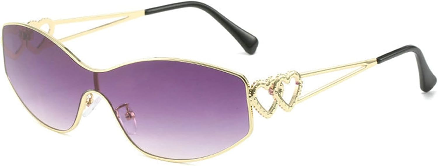 

Солнцезащитные очки Helena Y2K Heart для женщин и мужчин, модные солнцезащитные очки с обтекаемой формой, без оправы, увеличенного размера, солнцезащитные очки-щит, Gold