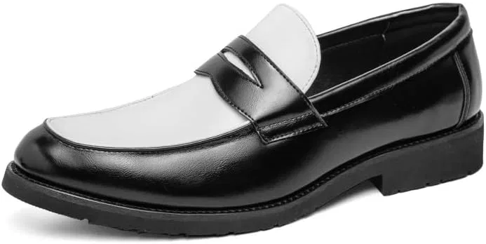 Лоферы мужские кожаные двухцветные, Loafers for Men, Black and White PUGHGAETZF