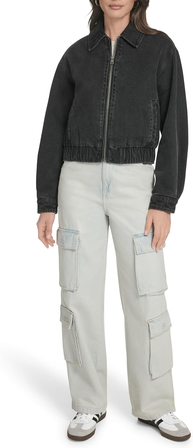 Женская куртка-бомбер Levi's с отложным воротником, Black Wash Denim — фото 2