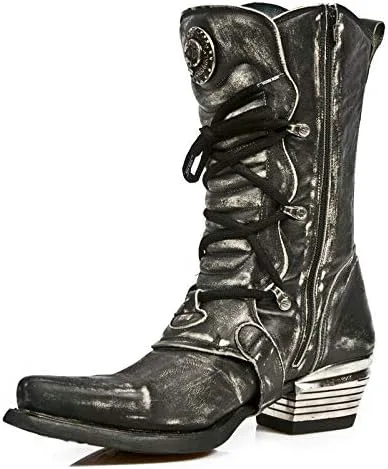Кожаные ботинки New Rock для мужчин WESTERN COWBOY 7993 с пряжкой, тяжелая телячья кожа, серый — фото 3