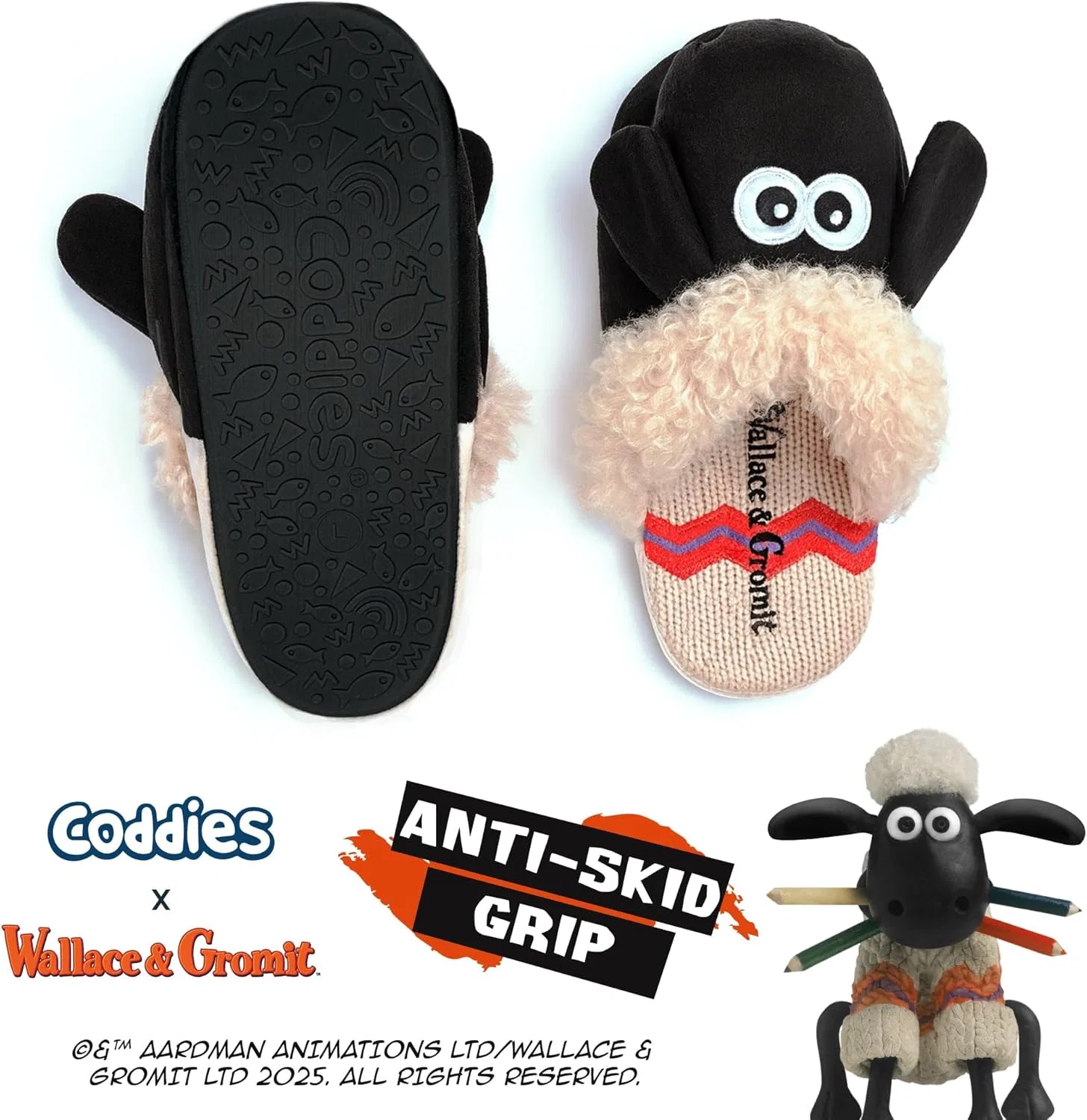 Тапочки Coddies Shaun the Sheep - мягкие тапочки из пеноматериала с эффектом памяти и жесткой подошвой - уютные тапочки для мужчин, женщин и подростков - официальные подарки Shaun the Sheep — фото 4