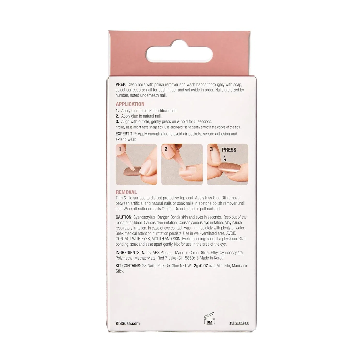 Накладные ногти KISS Bare but Better Glossy Coral Nude, длинные, форма «гроб» (2 шт.) Kiss, Coral Nude — фото 4